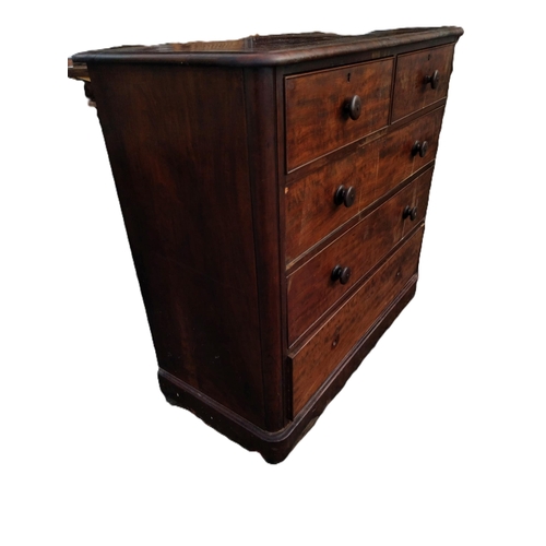 424 - Victorian mahogany chest of drawers. {112 cm H x 120 cm W  x57 cm D}.