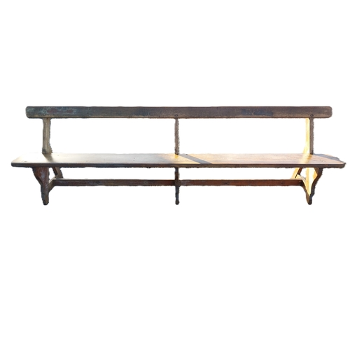 652 - 19th C. scumbled pine bench. {85 cm H x 290 cm W x 50 cm D}.