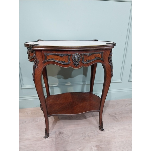 150A - 19th C. French kingwood and ormolu mounted lamp table with inset marble top. {72 cm H x 65 cm W x 46... 