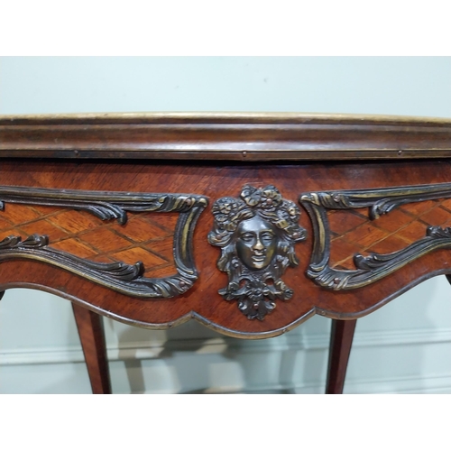 150A - 19th C. French kingwood and ormolu mounted lamp table with inset marble top. {72 cm H x 65 cm W x 46... 