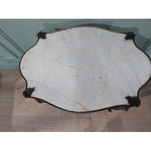 150A - 19th C. French kingwood and ormolu mounted lamp table with inset marble top. {72 cm H x 65 cm W x 46... 