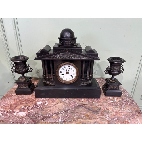 102A - 19th C Belgium Marble clock with Brass Mounts. 
Clock { 46cm H x 45 cm W x 14cm D} Mounts { 26 cm H ... 