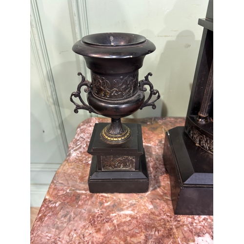 102A - 19th C Belgium Marble clock with Brass Mounts. 
Clock { 46cm H x 45 cm W x 14cm D} Mounts { 26 cm H ... 