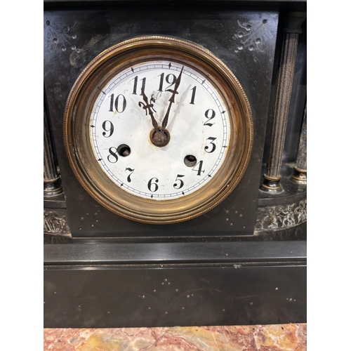 102A - 19th C Belgium Marble clock with Brass Mounts. 
Clock { 46cm H x 45 cm W x 14cm D} Mounts { 26 cm H ... 