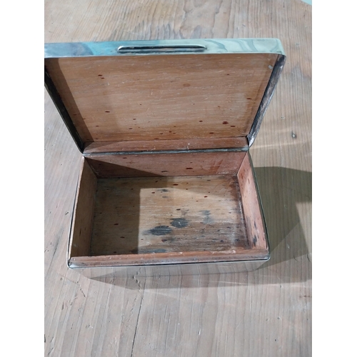 532 - Early 20th C. silver cigarette box with cedarwood lining. Birmingham weight 161gms approx without wo... 