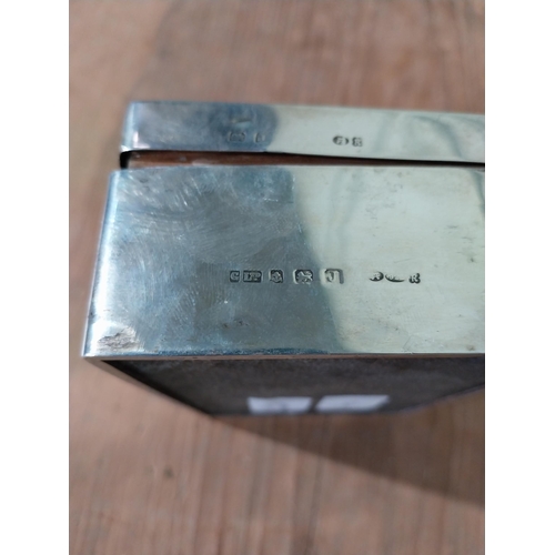 532 - Early 20th C. silver cigarette box with cedarwood lining. Birmingham weight 161gms approx without wo... 