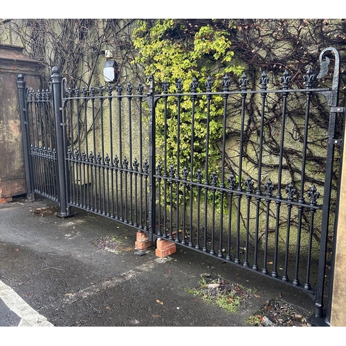 16 - 20th C. Edinburgh sandstone pillars with original 19th C. Irish entrance gates with fleur de lis fin... 