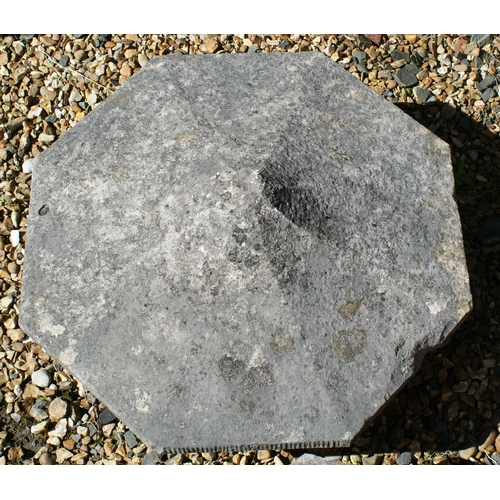 5 - Pair early 19th C. Irish limestone hexagonal pillar caps. {20 cm H x 54 cm W x 54 cm D}.
