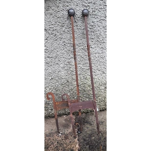 52 - Single Hand forged wrought iron boot scraper. {97 cm H x 23 cm W}.