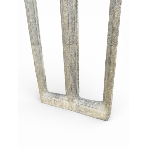 6 - Pair of moulded sandstone Gothic window frame. {143 cm H x 58 cm W}.
