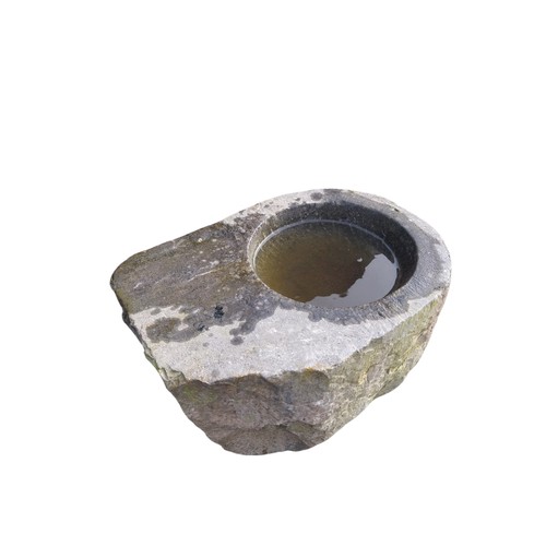 35 - 19th C. limestone holy water font. {14 cm H x 45 cm W x 30 cm D}. NOT ON SITE FOR VIEWING