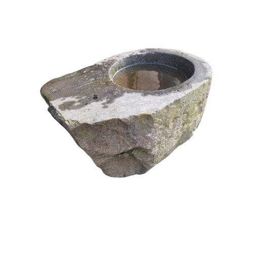 35 - 19th C. limestone holy water font. {14 cm H x 45 cm W x 30 cm D}. NOT ON SITE FOR VIEWING