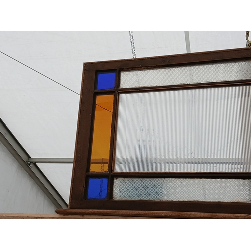 Transom window inset with blue & orange glass { 57cm H x 182cm W x 12cm ...