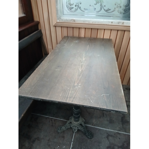 19th. C. cast iron Snug table { 77cm H x 122cm W x 68cm D }.