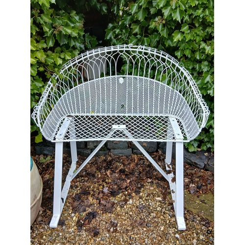 Wire bench raised on steel cross frame { 105cm H x 114cm W x 95cm D }.