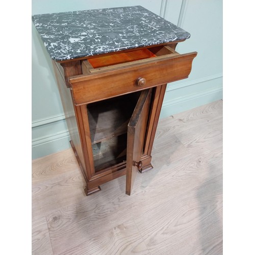 19th C. French walnut bedside locker with marble top. {76 cm H x 42 cm ...