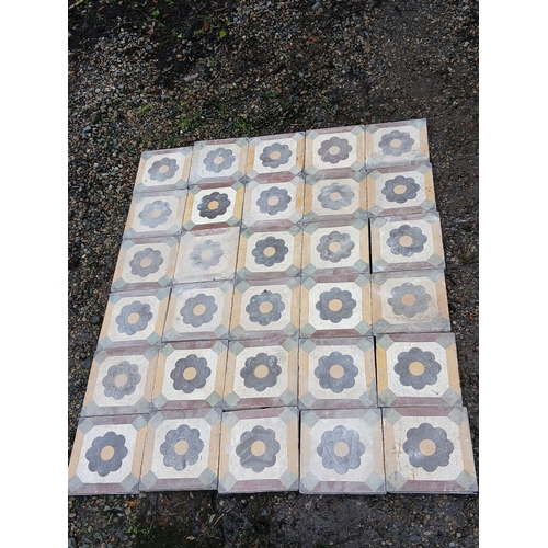 7A - Lot of 10 Sq Meters reclaimed tiles with flower design. { Each 20cm Sq. }