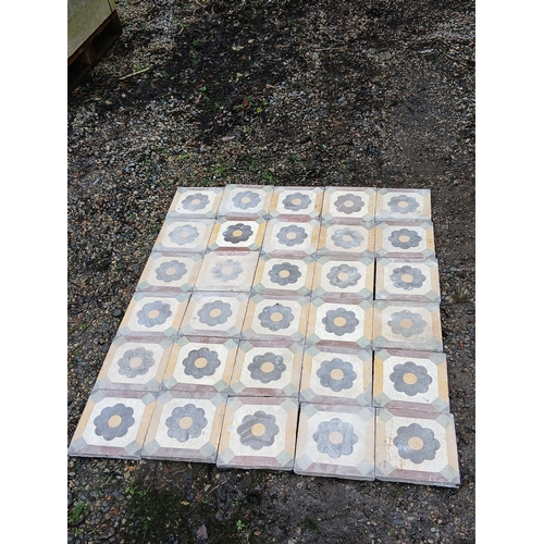 7A - Lot of 10 Sq Meters reclaimed tiles with flower design. { Each 20cm Sq. }