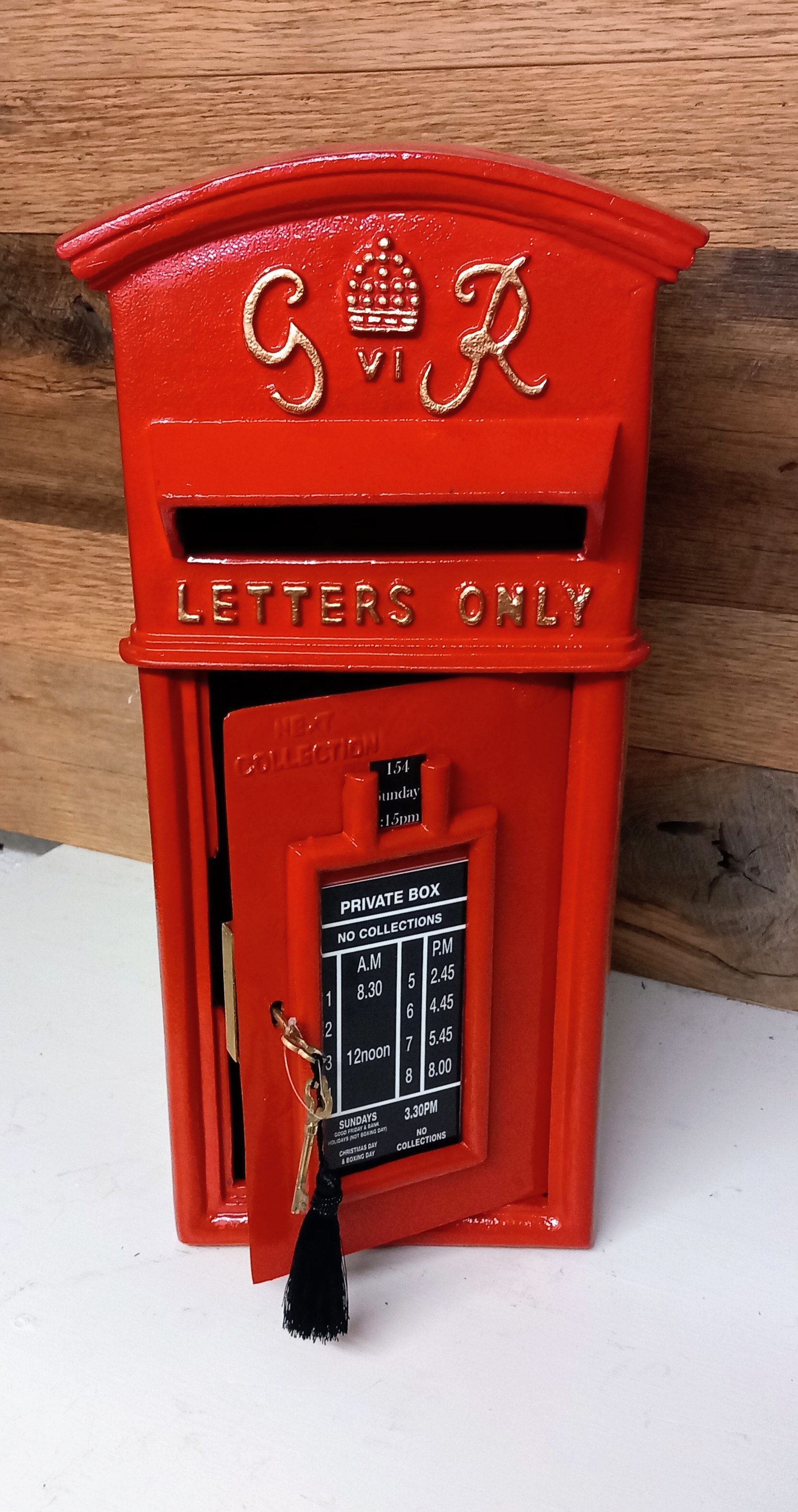 Red GR post box with cast iron front complete with two keys and ...
