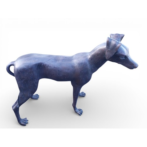 8 - Pair of good quality bronze sculptures  of whippets { H 97cm x W 110cm x D 40cm and H 87cm x W 103cm... 