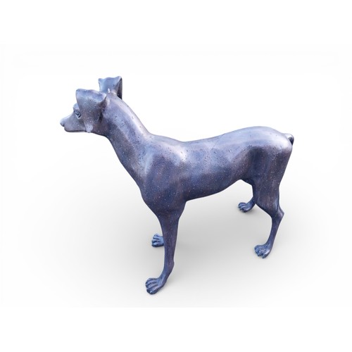 8 - Pair of good quality bronze sculptures  of whippets { H 97cm x W 110cm x D 40cm and H 87cm x W 103cm... 