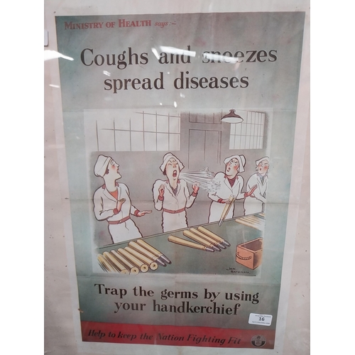 16 - Coughs and Sneezes Spread Diseasess  Help to Keep the Nation Fighting Fit framed print. {72 cm H x 6... 
