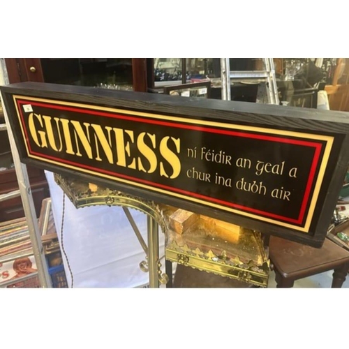 165A - Wooden case Guinness bilingual advertising light up box. {26 cm H x 90 cm W x 10 cm D}.