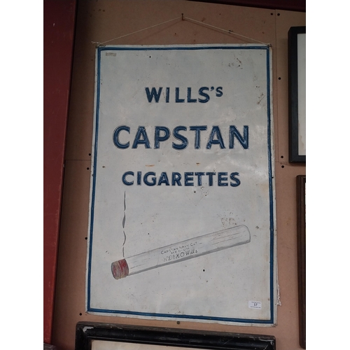 17 - Wills's Capstan Cigarettes tin plate advertising sign. {90 cm H x 60 cm W}.