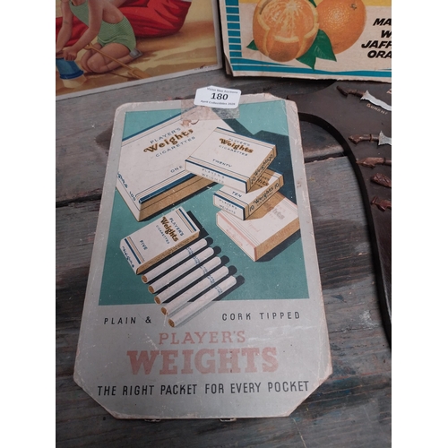 180 - Collection of three 1960's showcards - Player's Weight, Nivea Creme and Jaffacrush {29 cm H x 22 cm ... 