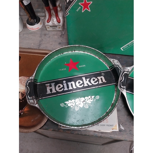 182 - Two Heineken Lager drinks tray. {32 cm H x 37 cm W}.