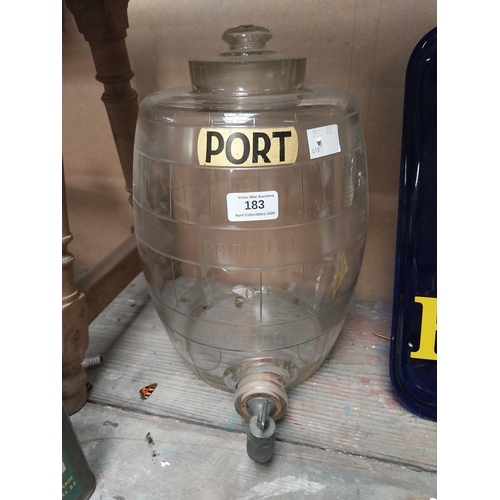 183 - Glass Port dispenser { 26cm H X 23cm Dia }.