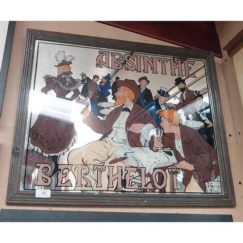 20 - Absinthe Berthelot framed advertising mirror. {51 cm H x 65 cm W}.
