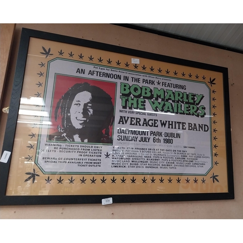 Bob Marley and the Wailers Dalymount Park Sunday July 6th pictorial concert poster. {65 cm H x 91 cm W}.
