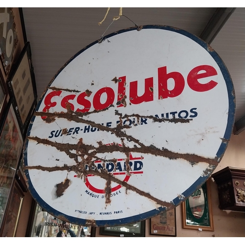 217 - Essolube double sided enamel advertising sign. {61 cm Dia.}.
