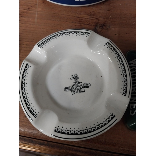 25 - Will's Woodbine glass advertising ashtray. { 4cm H X 10cm Sq. }.  And The Grand Central Hotel  Belfa... 