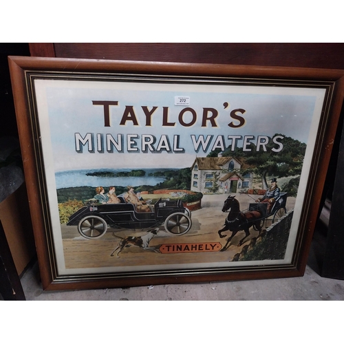 Unusual Taylor's Mineral waters Tinahely waters framed advertising print {63cm H x 81cm W}