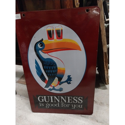 274 - Guinness is Good for you enamel double sided advertising sign. {61 cm H x 41 cm W}.