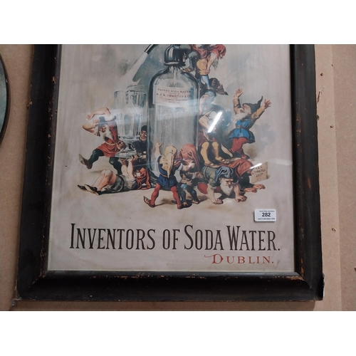 282 - A and R Thwaites Soda Water Dublin framed advertising print. {66 cm H x 51 cm W}.