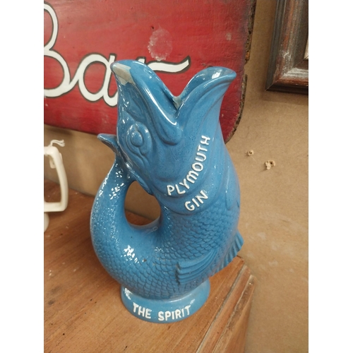 30 - Plymouth Gin ceramic advertising jug. {24 cm H x 16 cm W x 9 cm D}.