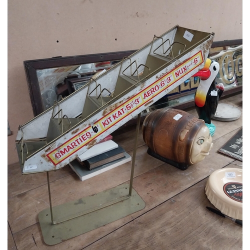 35 - 1960's tin plate and brass Aero Kit Kat Smarties shop display. {56 cm H x 52 cm W x 17 cm D}.