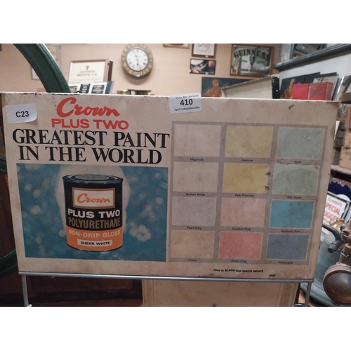 410 - 1970's Crown paint chrome and metal display stand. {54 cm H x 41 cm W x 28 cm D}.