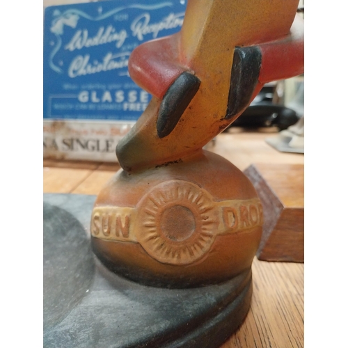 411 - 1970's Sun Drop Bananas composition advertising counter display. {20 cm H x 16 cm W x 23 cm D}.
