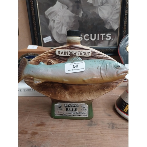 50 - Beam Kentucky Bourbon Whiskey ceramic model of Rainbow Trout. {20 cm W x 24 cm W x 12 cm D} and cera... 