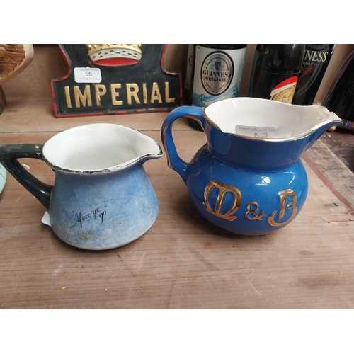 54 - Bell's Whiskey Carltonware advertising water jug {8 cm H x 12 cm W x 10 cm D} and MB ceramic water j... 