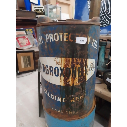 Agroxone Plant Protection metal tin can. {43 cm H x 28 cm Dia.} and ...