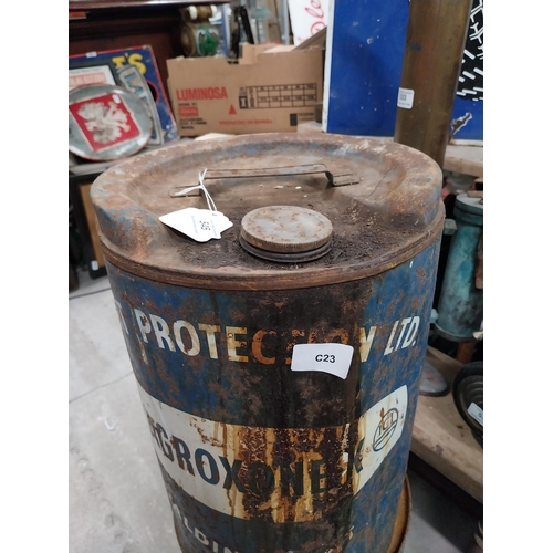 Agroxone Plant Protection metal tin can. {43 cm H x 28 cm Dia.} and ...