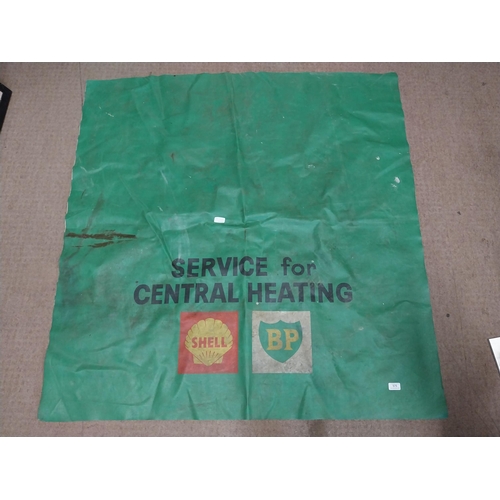 575 - 1950's BP and Shell Service for Central Heating double sided hanging advertising banner. {268 cm H x... 