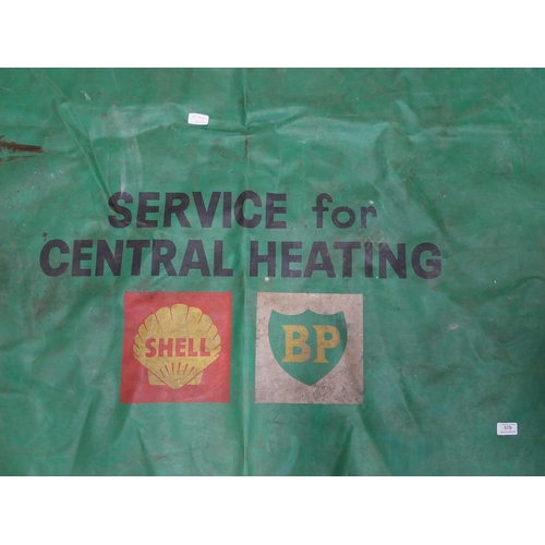 575 - 1950's BP and Shell Service for Central Heating double sided hanging advertising banner. {268 cm H x... 
