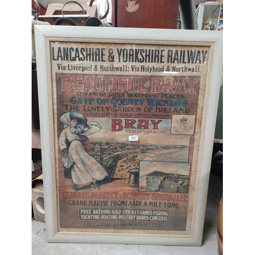 577 - Framed original Lancashire and Yorkshire Railways Beautiful Bray The Garden of Ireland advertising p... 