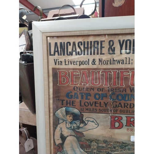 577 - Framed original Lancashire and Yorkshire Railways Beautiful Bray The Garden of Ireland advertising p... 